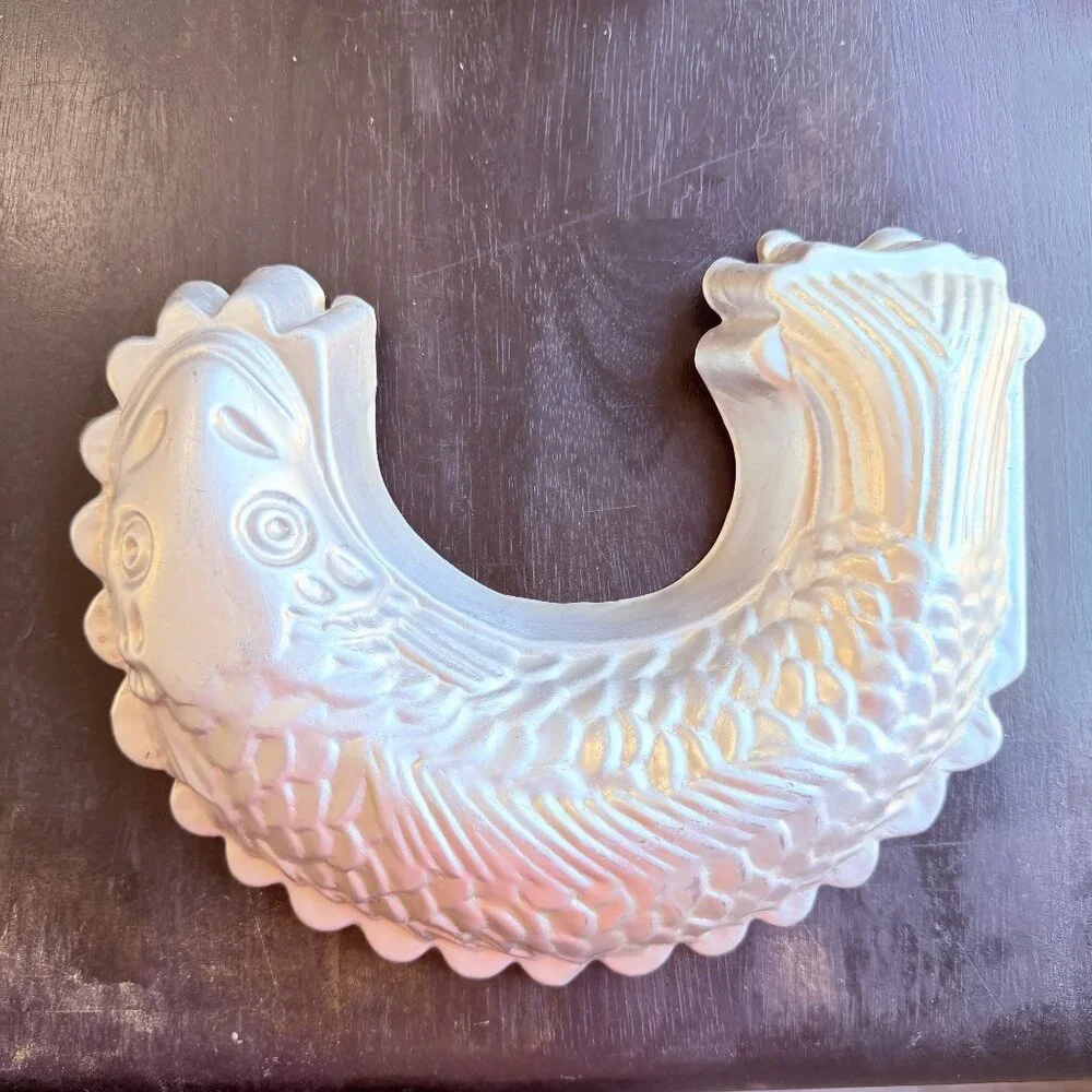 Pair Vintage Aluminum Fish Koi Gelatin‎ Molds Kitchen Decor